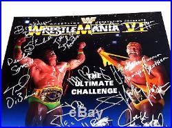Wwe Wrestlemania VI Hand Signed 16x20 Poster By 13 With Hogan Hologram & Coa