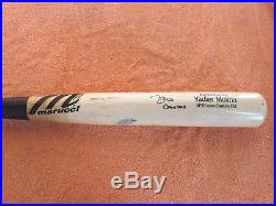 Yadier Molina signed game used bat with Game Used inscription Beckett auth