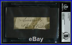 Yankees Babe Ruth Sincerely Signed 1.25x3.5 Cut Signature BAS Slabbed
