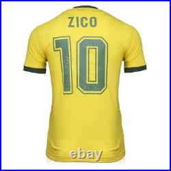 Zico Signed Brazil 1982 Retro Football Shirt 10