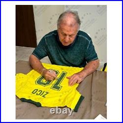 Zico Signed Brazil 1982 Retro Football Shirt 10